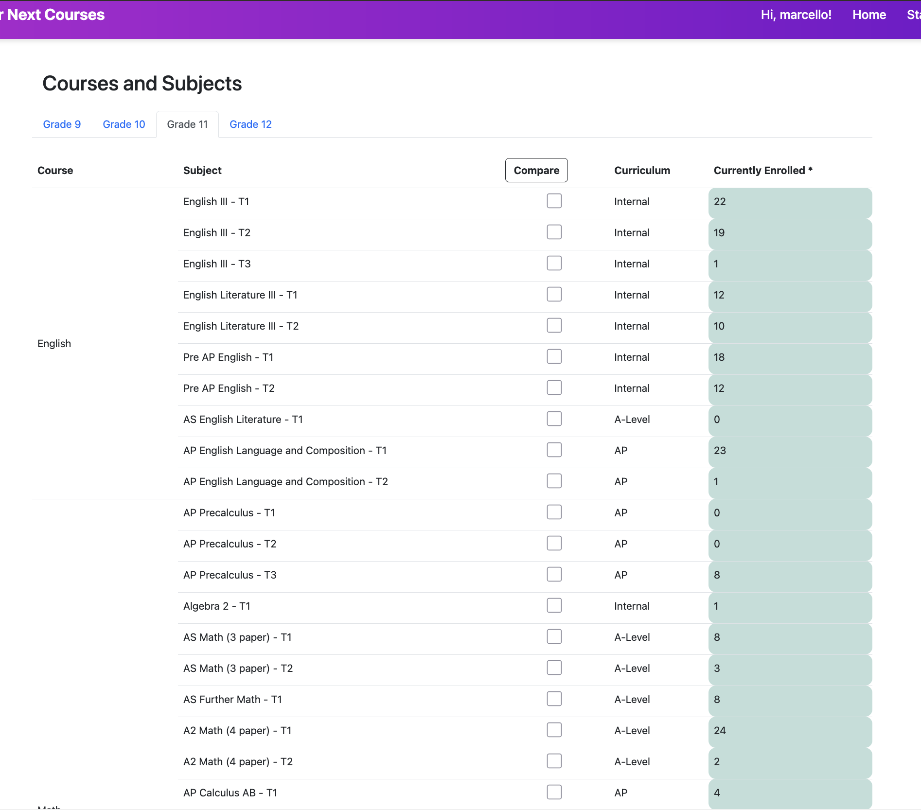 Course Selection Sample